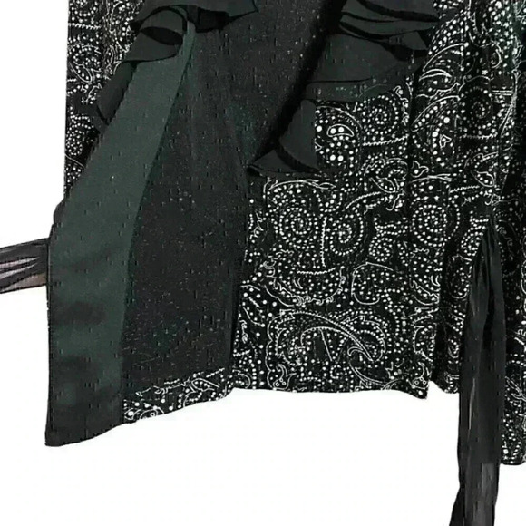 Alex Evenings Blouse Petite Black Embellished Wrap Style Holiday Party New Year - Picture 4 of 8
